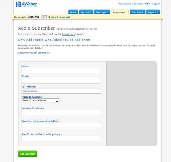 aweber strategia di importazione iscritti mailing list 1